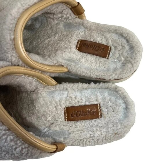 Olukai pupu mua slippers fuzzy white soft cozy women's sz 11 - Picture 4 of 9
